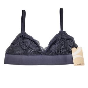Lively The Long-Lined Lace Triangle Cup Bralette Color Smoke Size Large